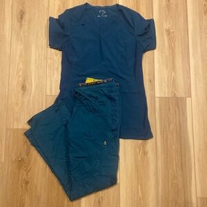 Caribbean blue Cherokee scrub set both top and pants are size small